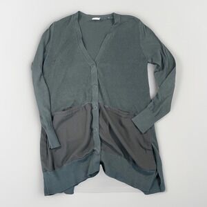 Cabi Long Line V Neck Button Up Sweater Size M Black Lagenlook Artsy Minimalist